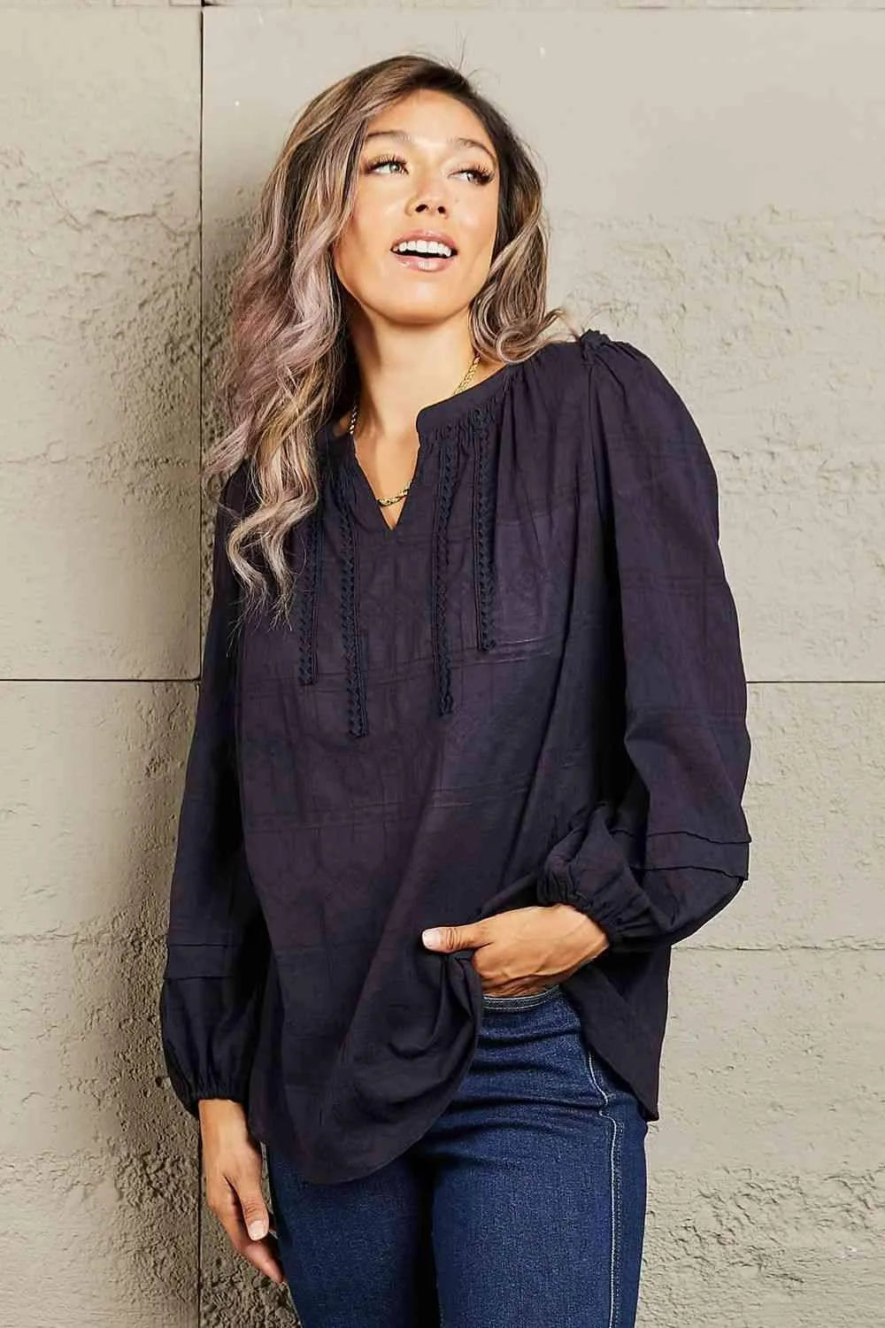 Petal Dew More For You Long Sleeve Stitch Blouse Blouses - Tophatter Daily Deals