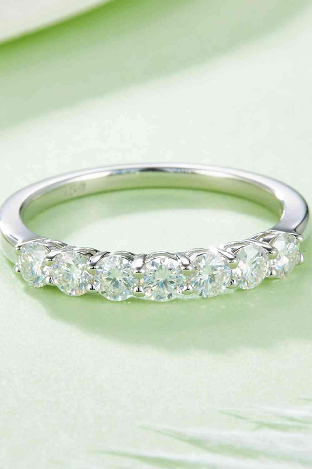 Moissanite Platinum-Plated Half-Eternity Ring Moissanite - Tophatter Daily Deals