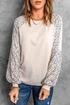 Leopard Raglan Sleeve Top Khaki Blouses - Tophatter Daily Deals