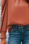 Mock Neck Puff Sleeve Blouse Blouses - Tophatter Daily Deals