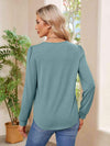 Ruched Round Neck Long Sleeve Blouse Blouses - Tophatter Daily Deals