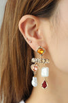 Glass Stone Synthetic Pearl Dangle Earrings Earrings - Tophatter Daily Deals