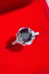 2 Carat Black Moissanite Floral Ring Moissanite - Tophatter Daily Deals