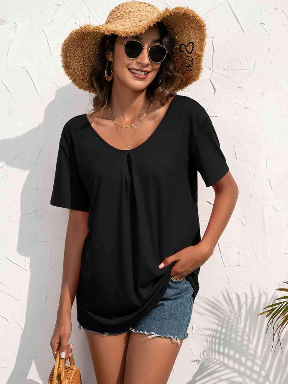 Lace Trim Short Sleeve Top Blouses - Tophatter Daily Deals