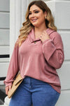 Plus Size Dropped Shoulder Collared Neck T-Shirt Women's T-Shirts - Tophatter Daily Deals