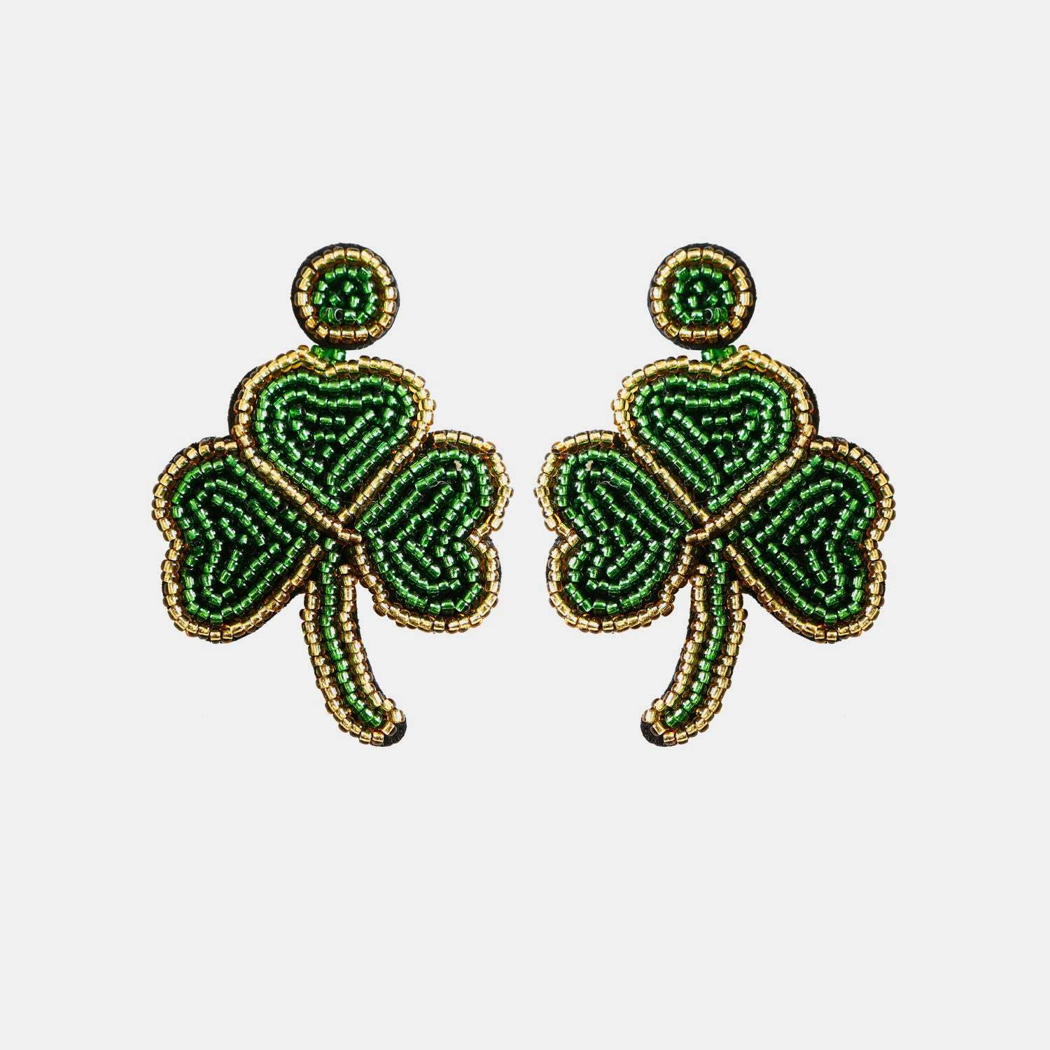 Stainless Steel Beaded Leaf Dangle Earrings Green One Size Earrings - Tophatter Daily Deals