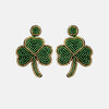 Stainless Steel Beaded Leaf Dangle Earrings Green One Size Earrings - Tophatter Daily Deals