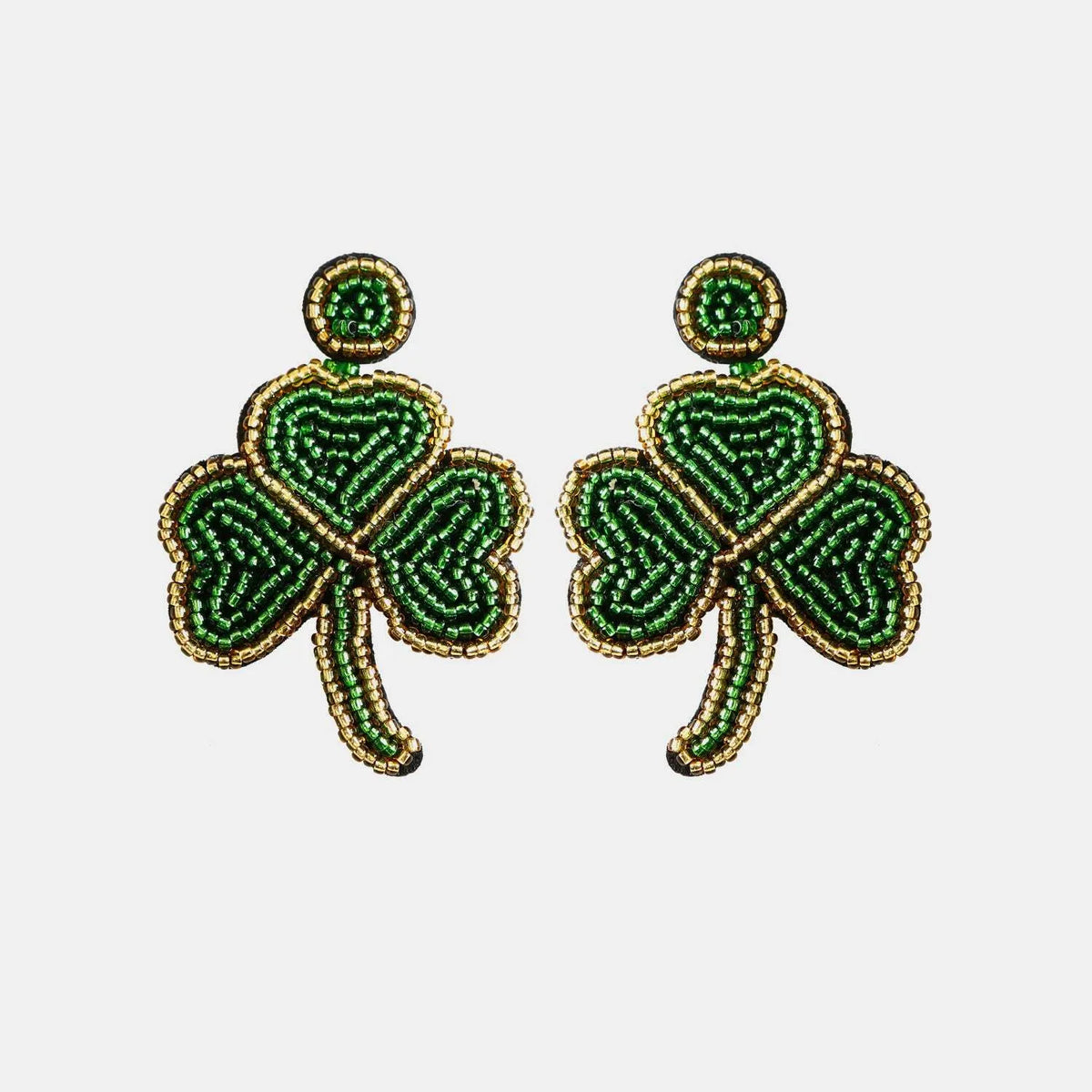 Stainless Steel Beaded Leaf Dangle Earrings Green One Size Earrings - Tophatter Daily Deals