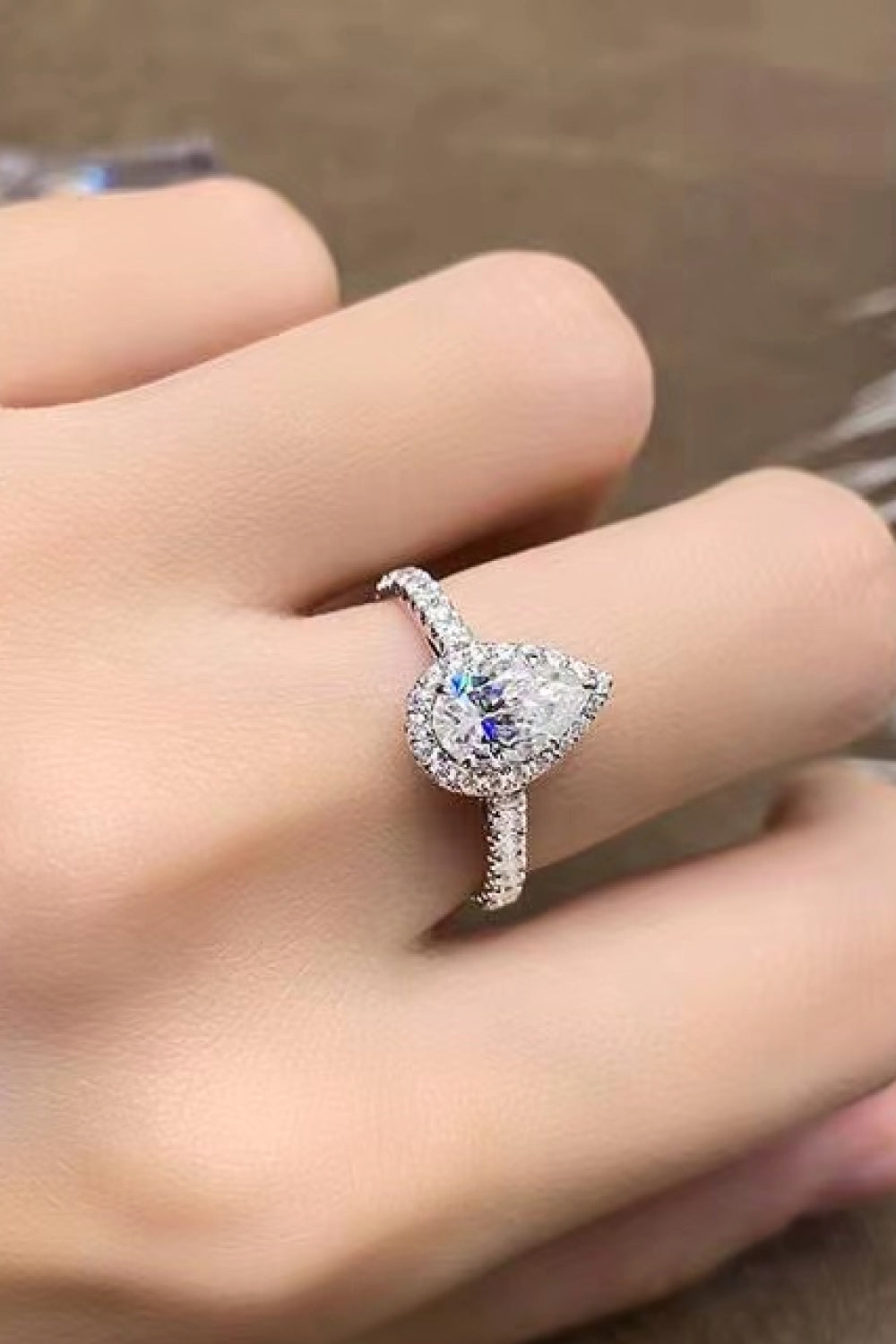 2 Carat Moissanite Teardrop Cluster Ring Moissanite - Tophatter Daily Deals