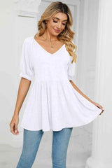 V-Neck Babydoll Top Women's T-Shirts - Tophatter Daily Deals