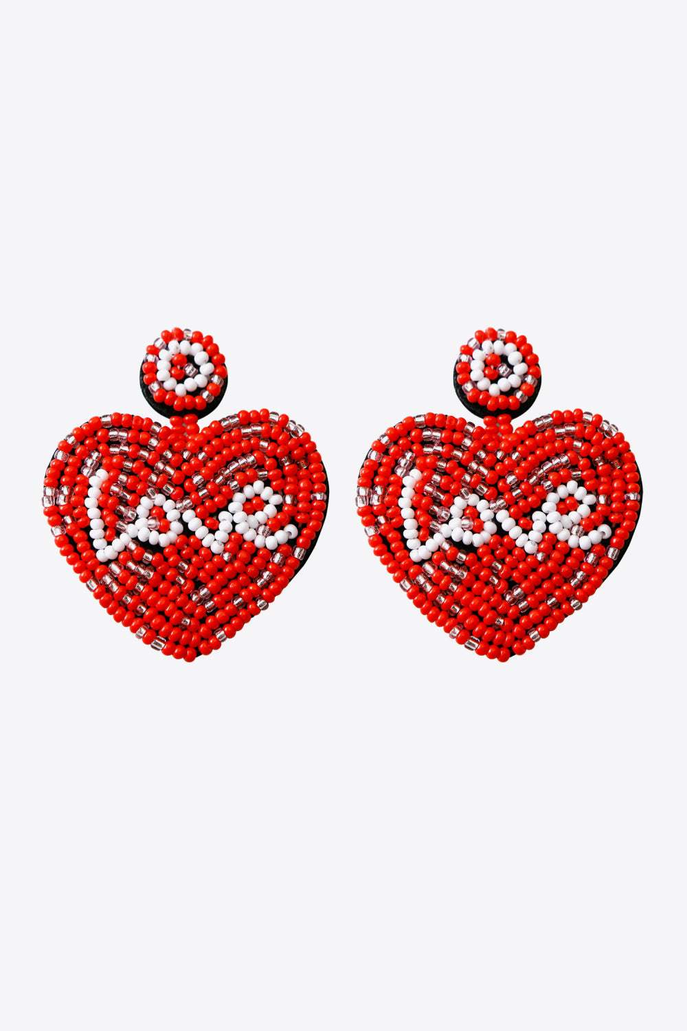 LOVE Beaded Heart Earrings Scarlett One Size Earrings - Tophatter Daily Deals