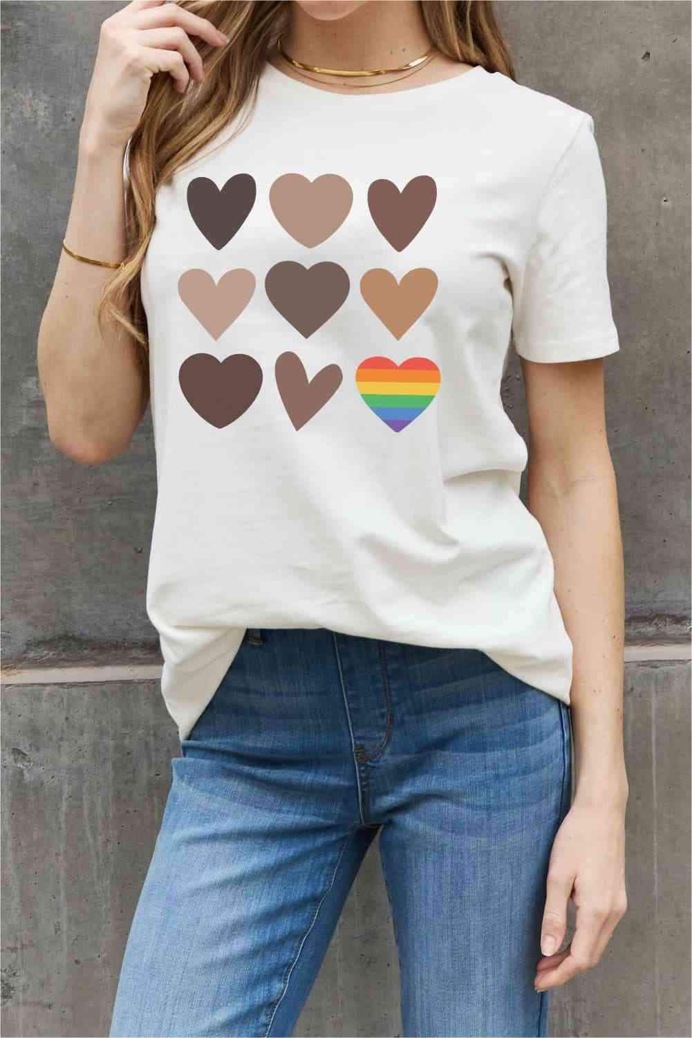 Simply Love Simply Love Full Size Heart Graphic Cotton Tee Women's T-Shirts - Tophatter Daily Deals