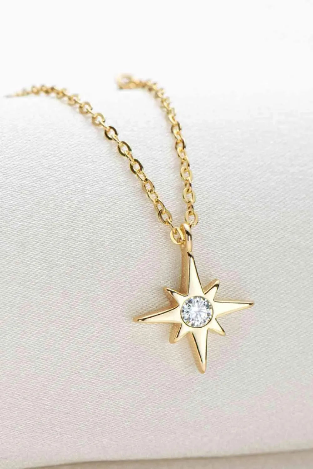 Moissanite North Star Pendant 925 Sterling Silver Necklace Moissanite - Tophatter Daily Deals