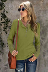 Crochet Lace Hem Sleeve Button Top Matcha Green Blouses - Tophatter Daily Deals