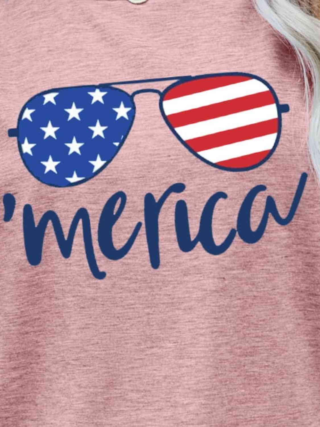 US Flag Glasses Graphic Tee Women's T-Shirts - Tophatter Daily Deals