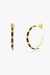 Zircon 925 Sterling Silver C-Hoop Earrings Black One Size Earrings - Tophatter Daily Deals