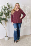 Heimish Full Size Notched Long Sleeve Top Blouses - Tophatter Daily Deals