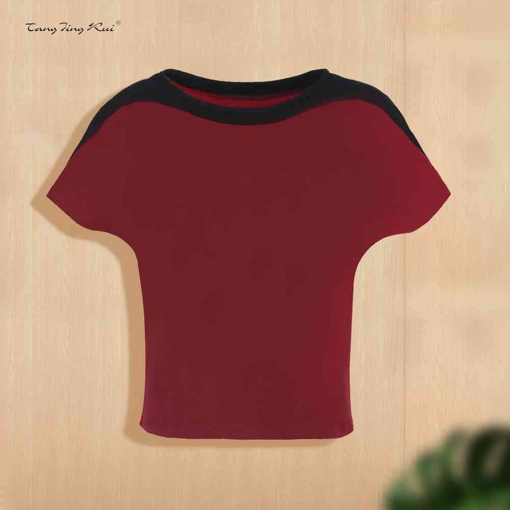 Plus Size Round Neck Short Sleeve Tee Wine Women's T-Shirts - Tophatter Daily Deals