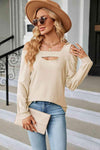 Cold Shoulder Square Neck Cutout Blouse Blouses - Tophatter Daily Deals