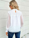 Swiss Dot Smocked Mock Neck Blouse Blouses - Tophatter Daily Deals