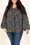 Plus Size Animal Print Balloon Sleeve Blouse Black Blouses - Tophatter Daily Deals