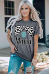 MAMA Graphic Cuffed Sleeve Round Neck Tee Women's T-Shirts - Tophatter Daily Deals