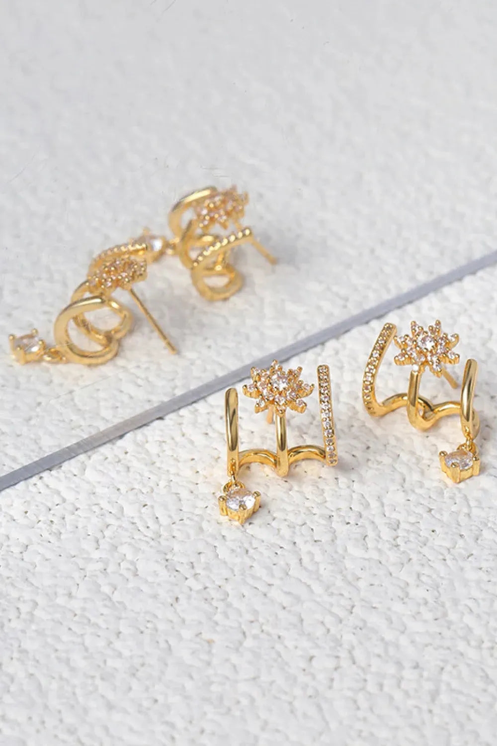 18K Gold Plated Flower Zircon Earrings Earrings - Tophatter Daily Deals
