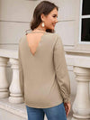 V-Neck Long Sleeve Blouse Blouses - Tophatter Daily Deals