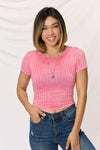 Zenana Washed Ribbed Short Sleeve Cropped T-Shirt FUCHSIA Women's T-Shirts - Tophatter Daily Deals