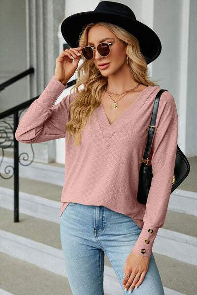 V-Neck Lantern Sleeve T-Shirt Women's T-Shirts - Tophatter Daily Deals