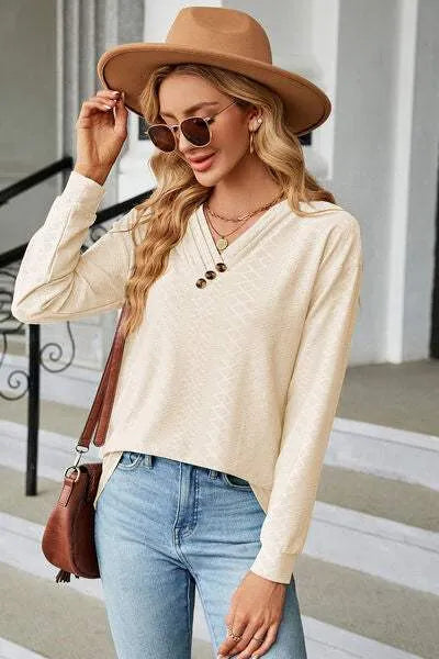 V-Neck Long Sleeve T-Shirt Women's T-Shirts - Tophatter Daily Deals