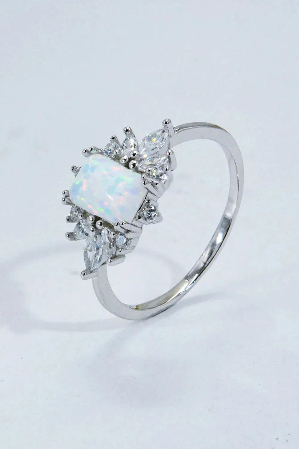 925 Sterling Silver Zircon and Opal Ring Opal - Tophatter Daily Deals