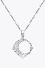 Inlaid Zircon and Natural Moonstone Pendant Necklace Silver One Size Moonstone - Tophatter Daily Deals