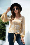 Tie-Dye Tied Balloon Sleeve Blouse Butter Yellow Blouses - Tophatter Daily Deals