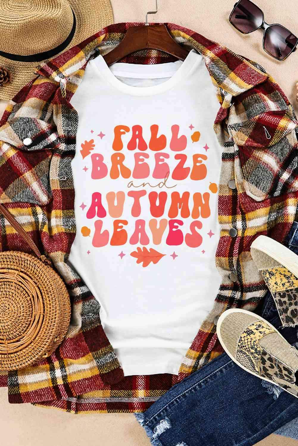 FALL BREEZE AUTUMN LEAVES Graphic T-Shirt Women's T-Shirts - Tophatter Daily Deals