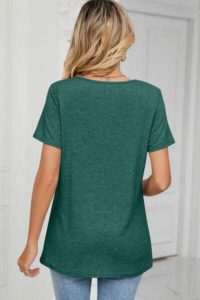 Ruched Heathered Short Sleeve T-Shirt Women's T-Shirts - Tophatter Daily Deals