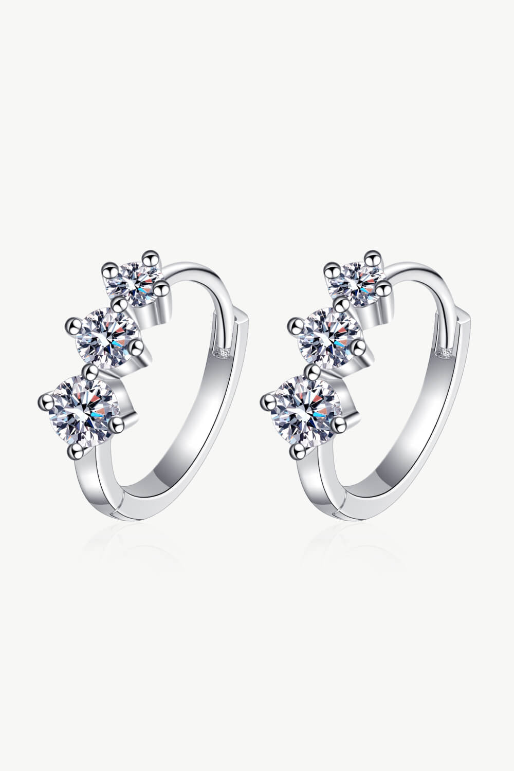 Sterling Silver Moissanite Huggie Earrings - Tophatter Deals