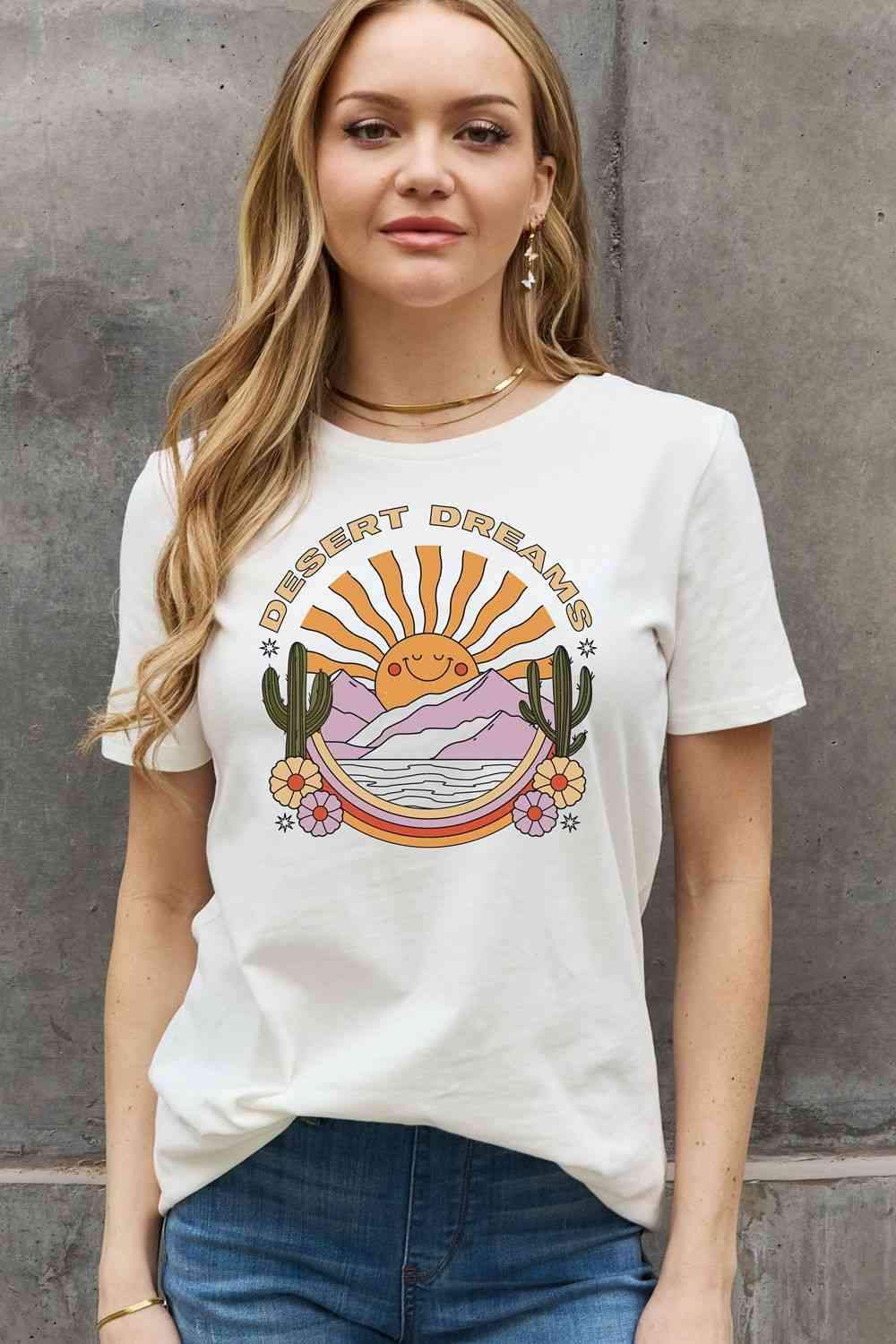 Simply Love Full Size DESERT DREAMS Graphic Cotton Tee Women's T-Shirts - Tophatter Daily Deals