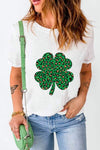 Lucky Clover Round Neck Short Sleeve T-Shirt Women's T-Shirts - Tophatter Daily Deals