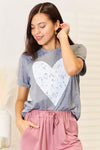 Simply Love Heart Graphic Cuffed Short Sleeve T-Shirt Women's T-Shirts - Tophatter Daily Deals