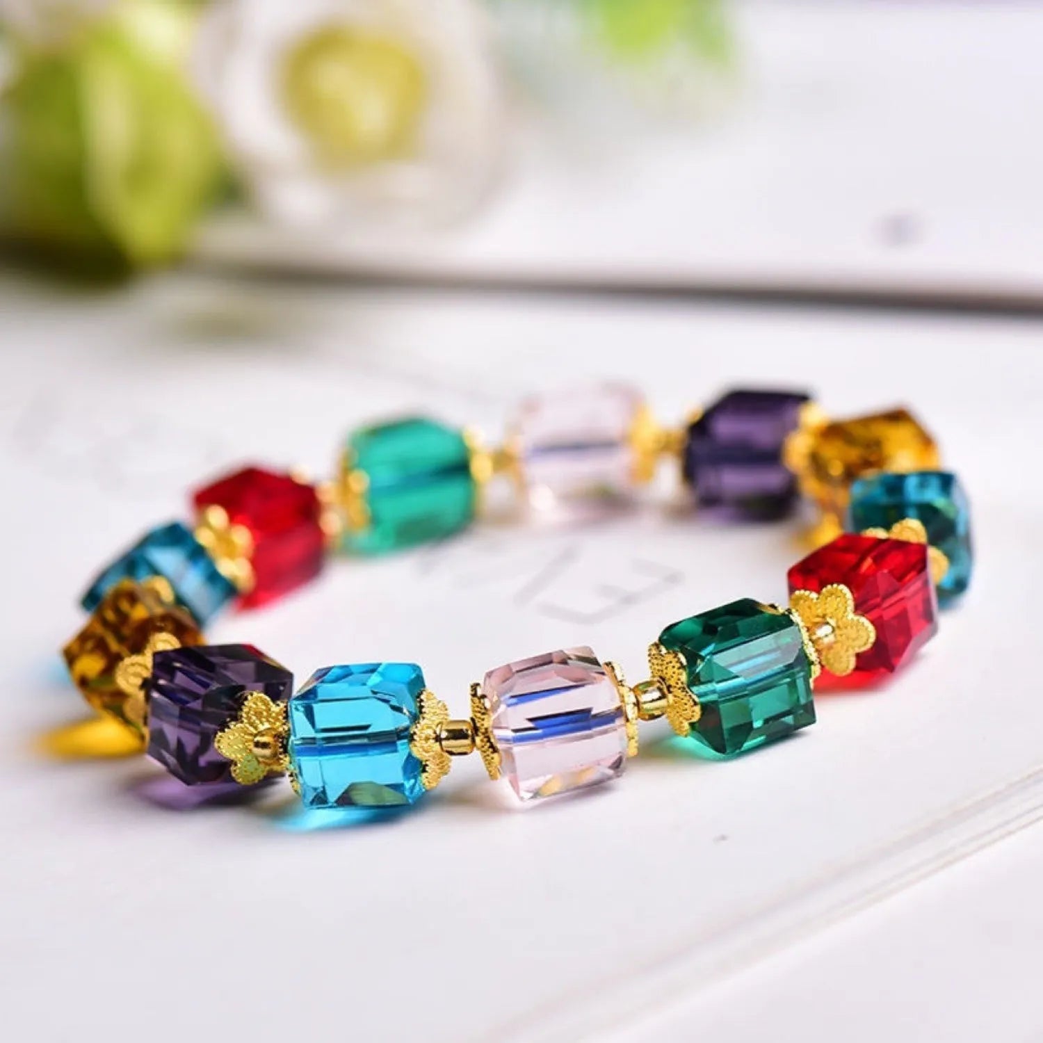 Copper Crystal Bead Bracelet Bracelets - Tophatter Daily Deals