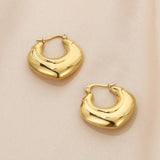 Stainless Steel Hinged Hoop Earrings Style C Gold One Size Earrings - Tophatter Daily Deals