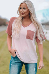 Two-Tone Raglan Sleeve V-Neck Tee Women's T-Shirts - Tophatter Daily Deals