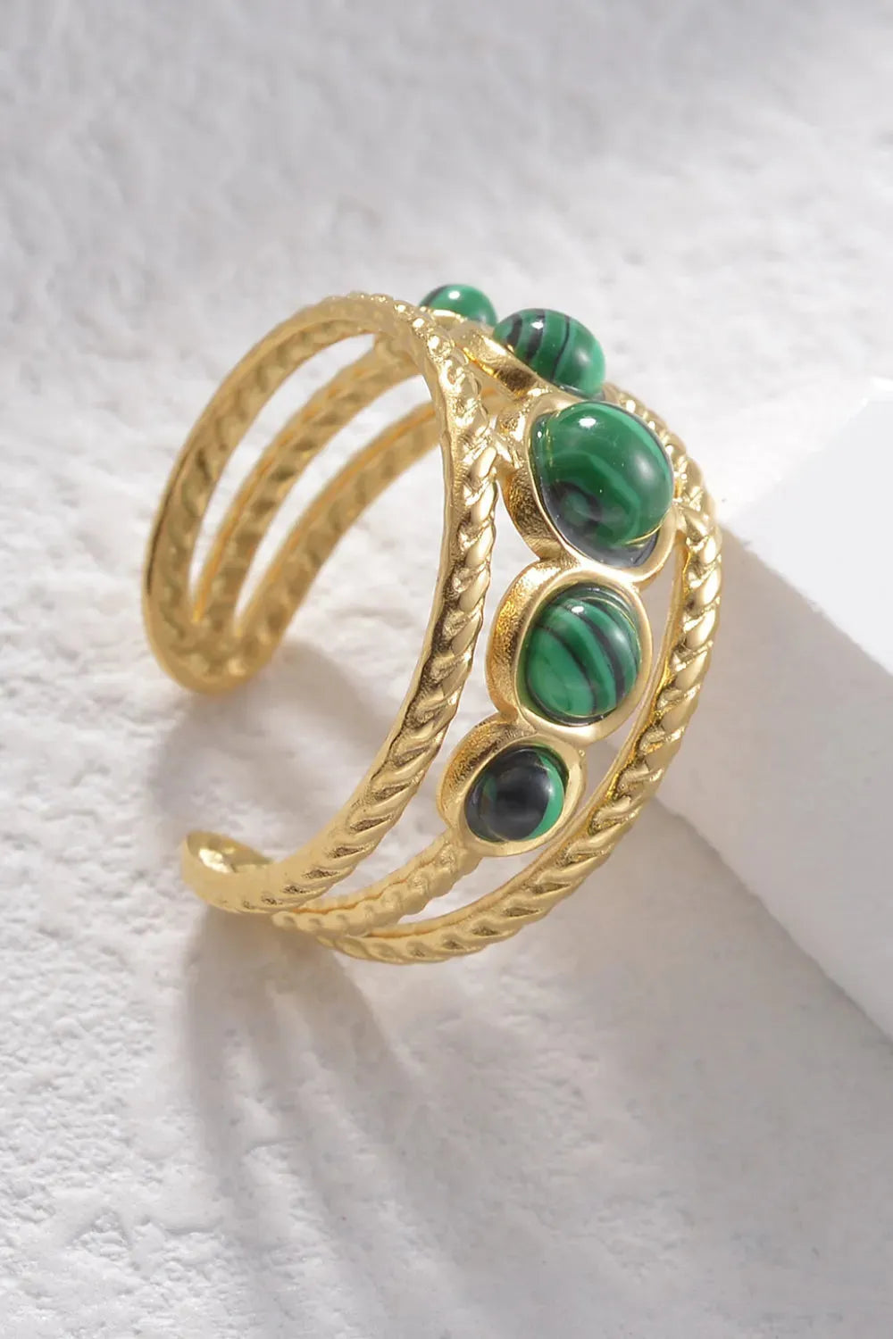 18K Gold Plated Nature Stone Open Ring Rings - Tophatter Daily Deals