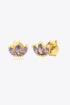 925 Sterling Silver Zircon Decor Stud Earrings Gold Purple One Size Earrings - Tophatter Daily Deals