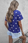 USA Star Print Round Neck T-Shirt Women's T-Shirts - Tophatter Daily Deals