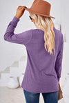 Notched Long Sleeve T-Shirt Women's T-Shirts - Tophatter Daily Deals