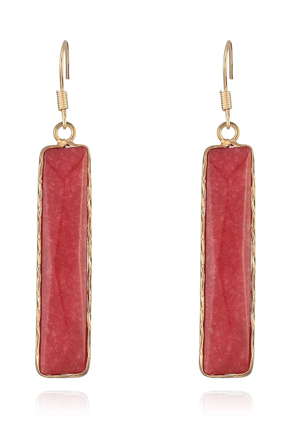 Natural Stone Drop Earrings Red One Size Earrings - Tophatter Daily Deals