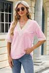 V-Neck Half Sleeve T-Shirt Blush Pink Women's T-Shirts - Tophatter Daily Deals