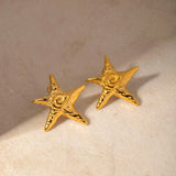 Stainless Steel Star Shape Earrings Gold One Size Earrings - Tophatter Daily Deals